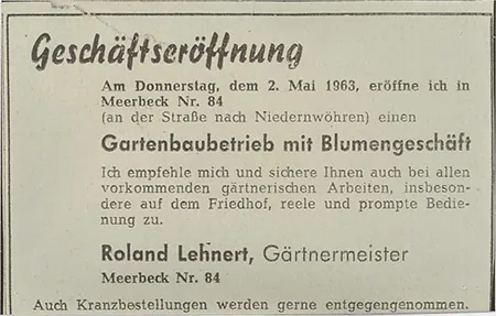 Zeitungsanzeige zur Geschäftseröffnung