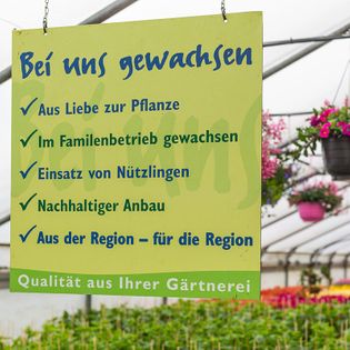 Schild "Qualität aus Ihrer Gärtnerei"